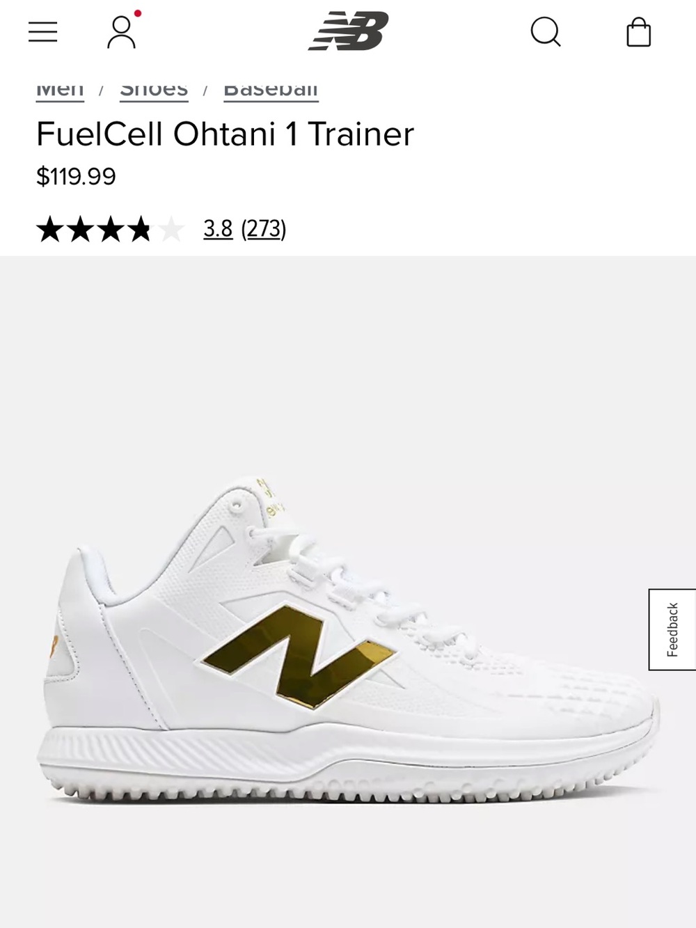 New Balance White and Gold Athletic Sneaker